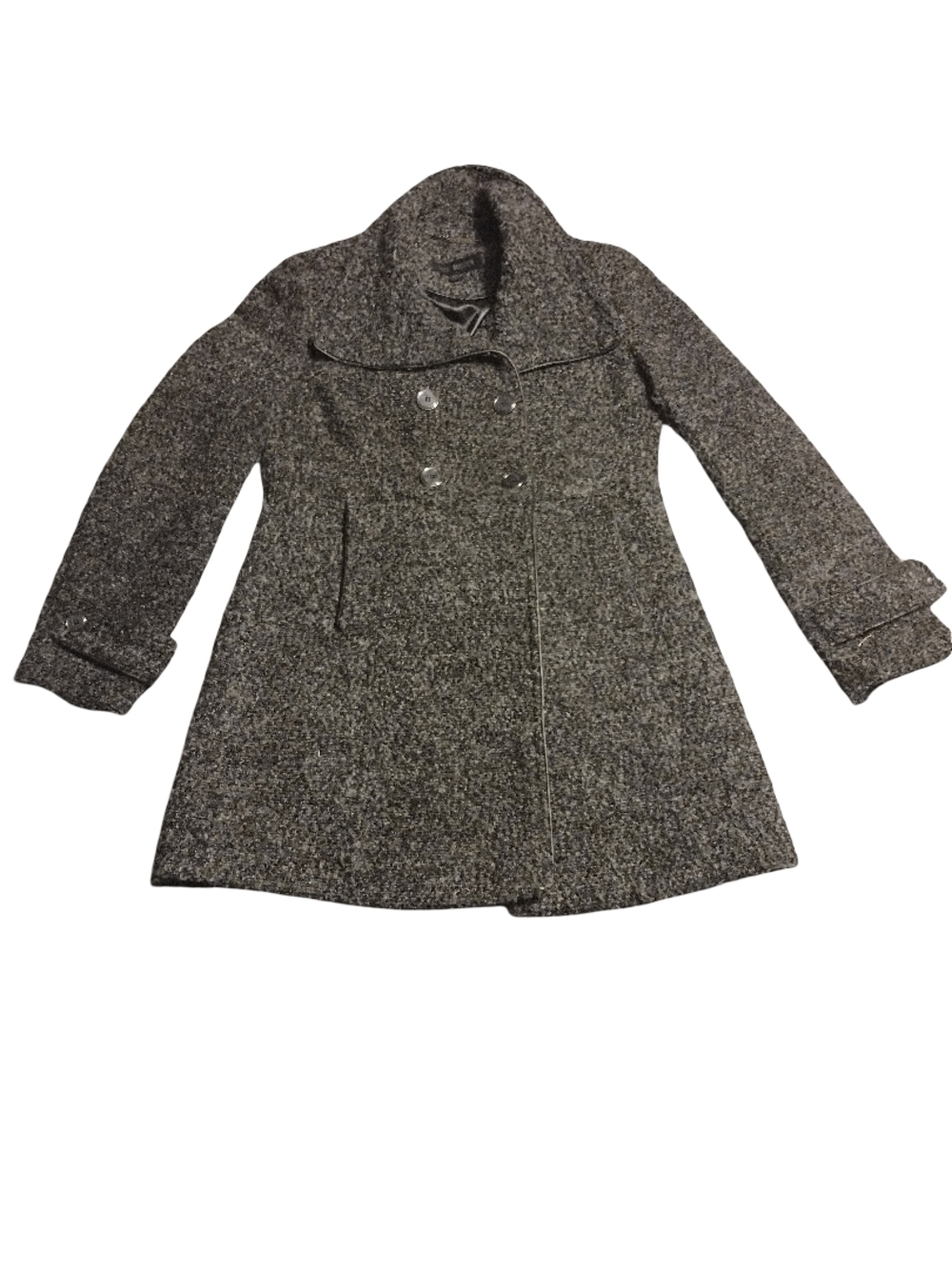 Steve Madden Gray Tweed Double-Breasted Peacoat